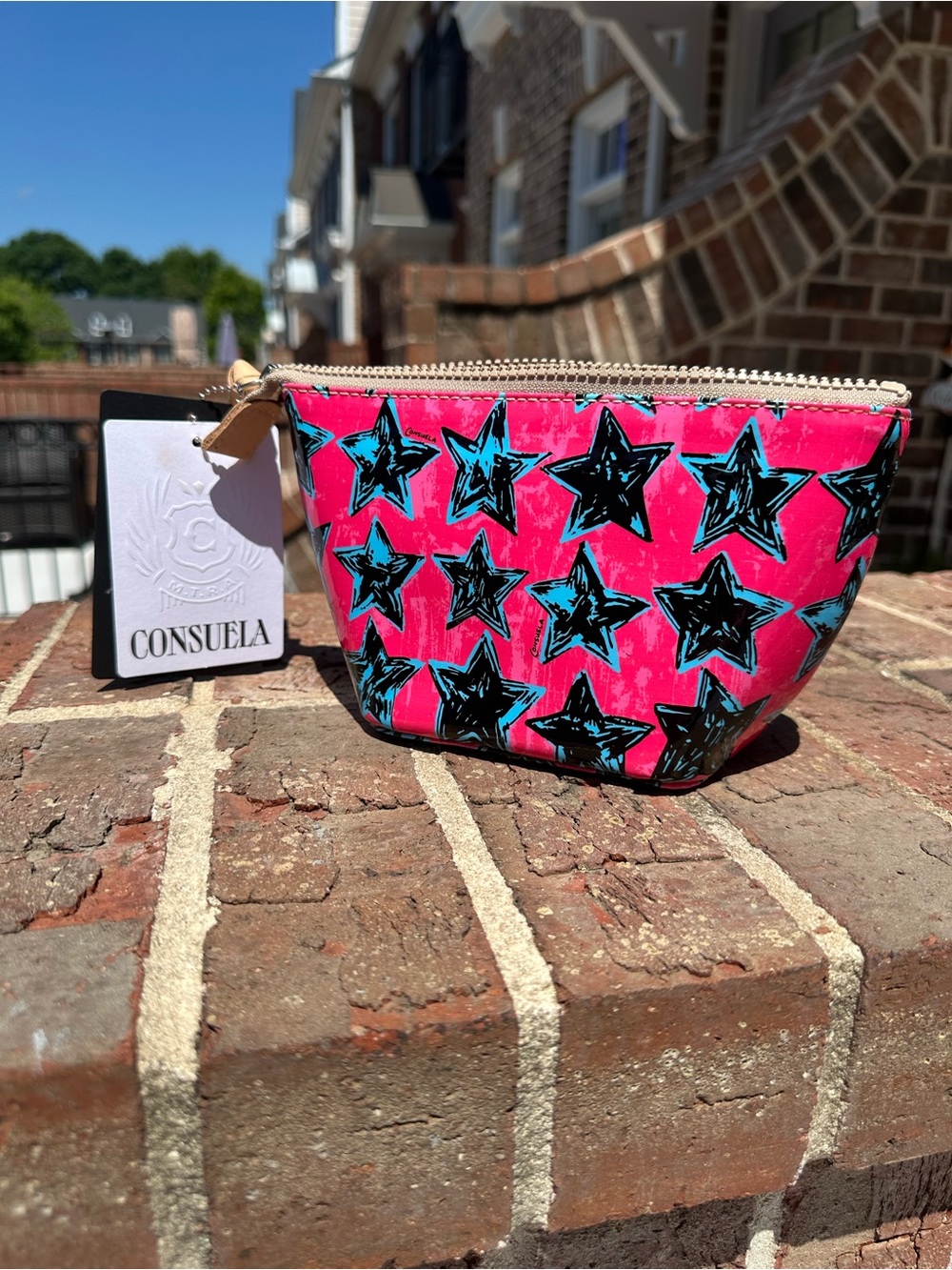 Consuela Hot Pink Star Zip Pouch